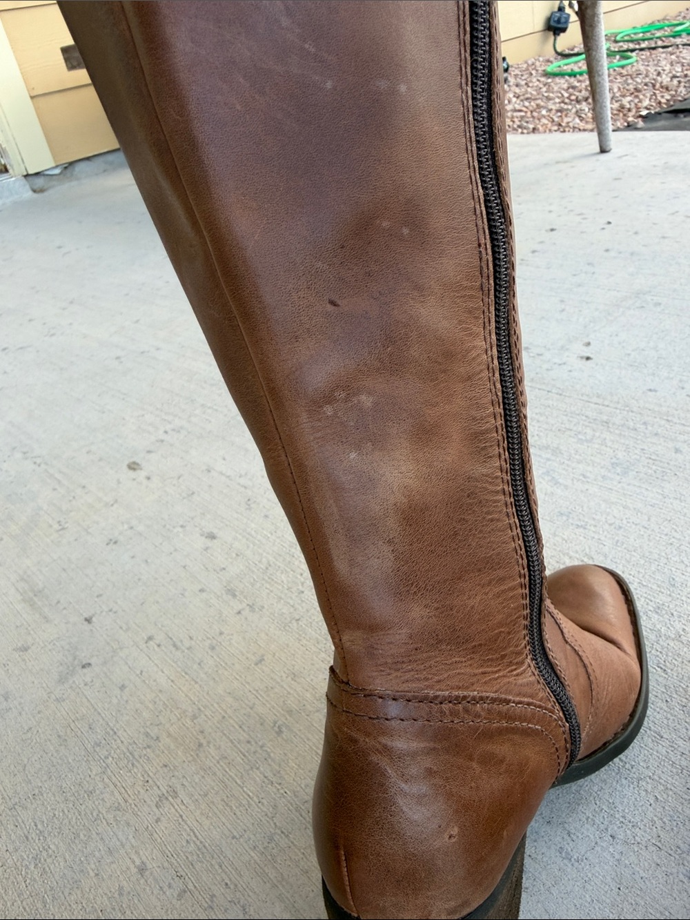 Born Brown Leather Knee-High Zip Boots with Buckle - Picture 6 of 8